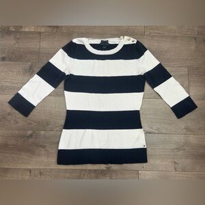 Tommy Hilfiger Navy and White 1/2 Sleeve Knit